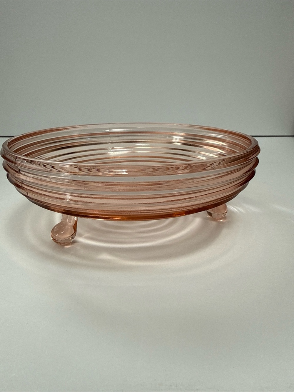 Vintage Pink depression glass  Glass Footed Dish